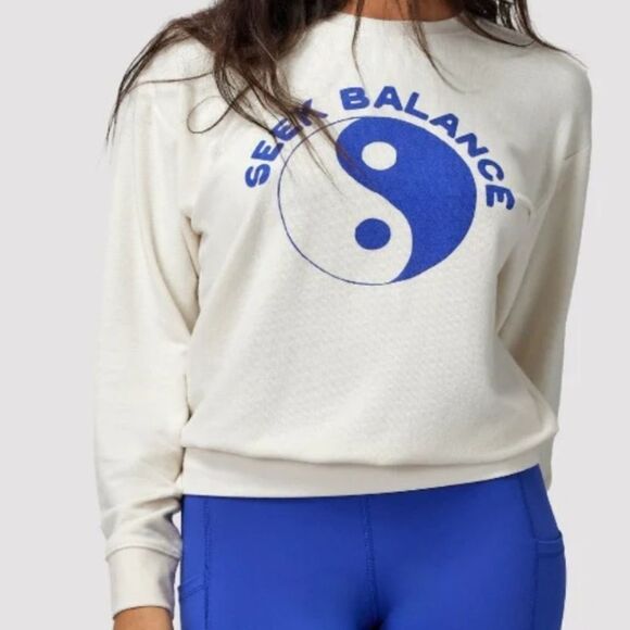 657 NWT Spiritual Gangster Seek Balance Relaxed Savasana Sweater Winter White - Picture 1 of 9